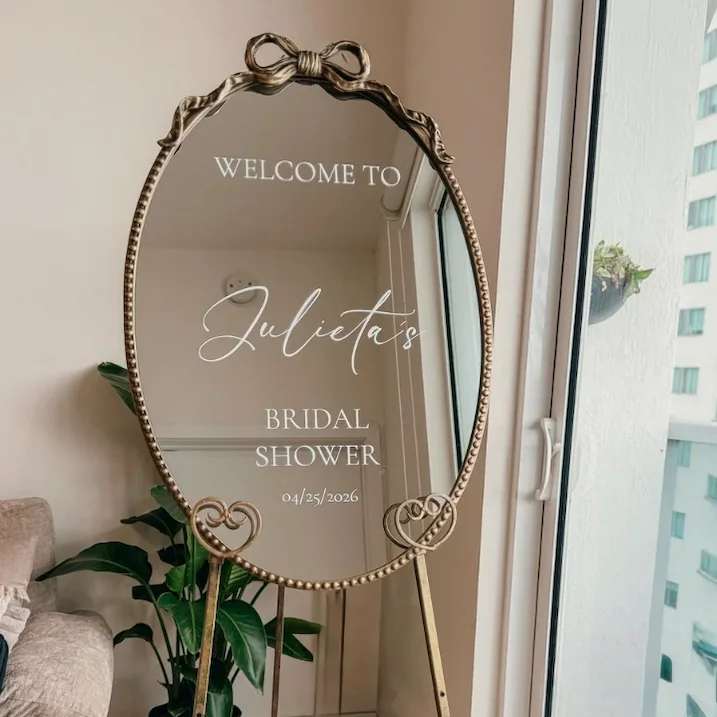 Coquette Welcome Mirror — Miami rental in the Welcome Signs collection by Be Extra Miami. — Miami wedding event rental.