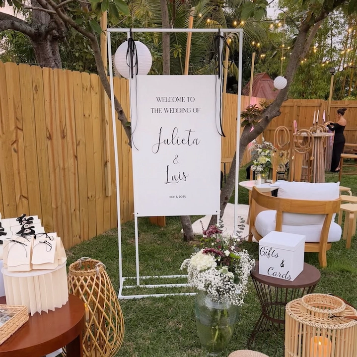 White Acrylic Welcome Sign — Miami rental in the Welcome Signs collection by Be Extra Miami. — Miami wedding event rental.