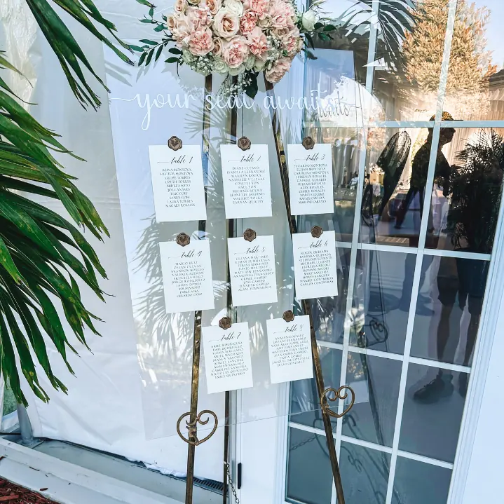 Acrylic Seating Chart — Miami rental in the Seating Charts collection by Be Extra Miami. — Miami wedding event rental.