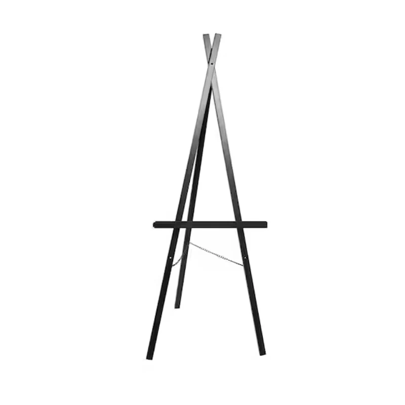 Black Easel rental for a Miami wedding event, supporting a welcome sign, seating chart, or ceremony display by Be Extra Miami.