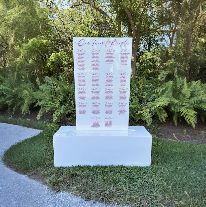 White Box Acrylic Seating Chart — Miami rental in the Seating Charts collection by Be Extra Miami. — Miami wedding event rental.
