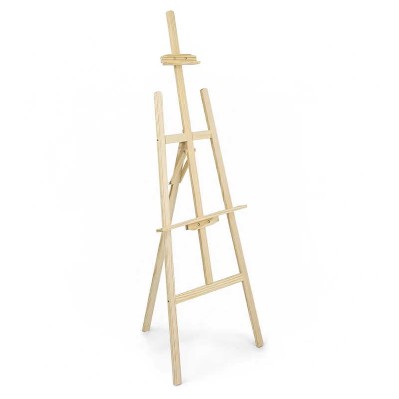 Art Display Adjustable Wooden Easel rental for a Miami wedding event, supporting a welcome sign, seating chart, or ceremony display by Be Extra Miami.