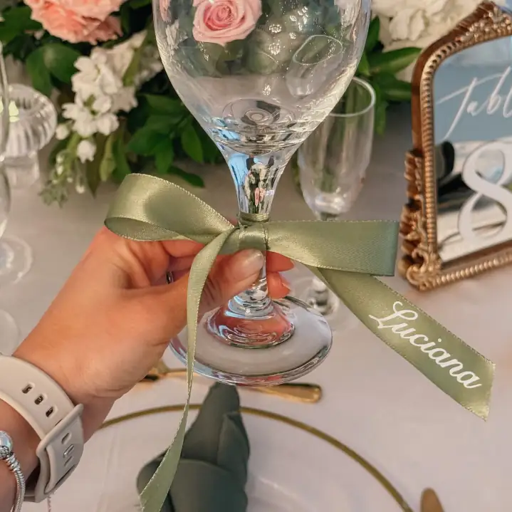Satin ribbon wedding place cards