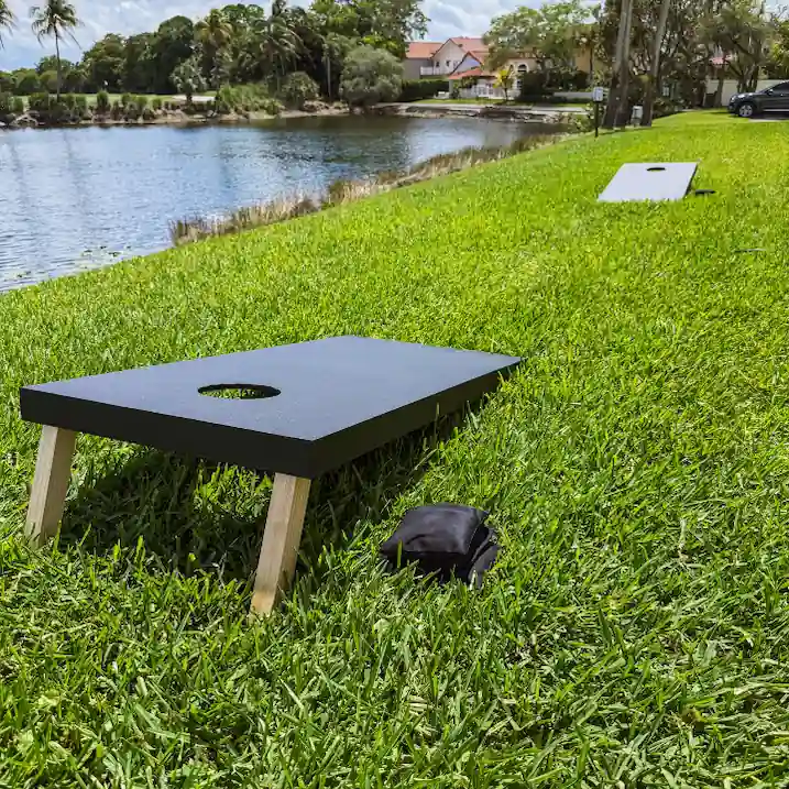 Wedding cornhole game rental with custom design