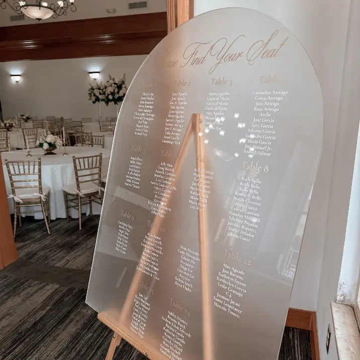 Wedding seating chart rental with bride and groom